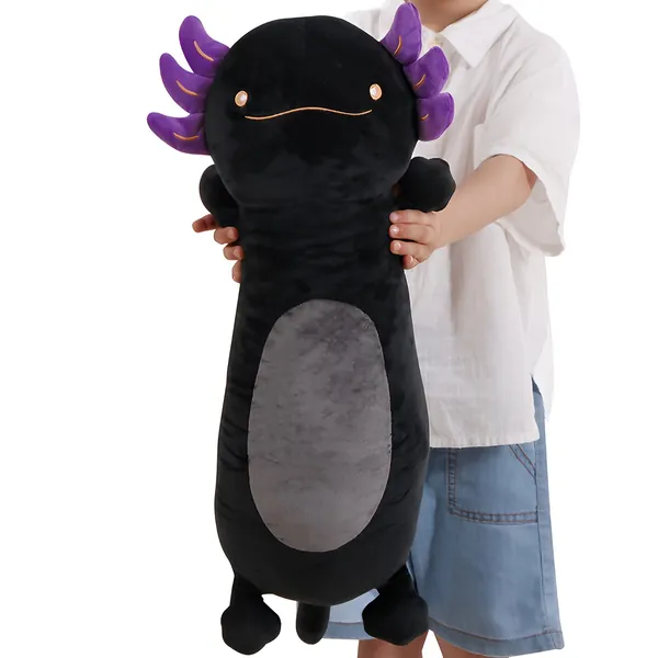 20inch Cute Salamander Stuffed Animal Plush Toy, Huge Body * Pillows Mysterious Black Large Axolotl Pillow, Birthday Gift for Boys and Girls