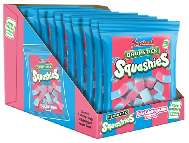 Swizzles Squashies Sweets - Bubblegum Flavour - Multipack (12 x 140g)