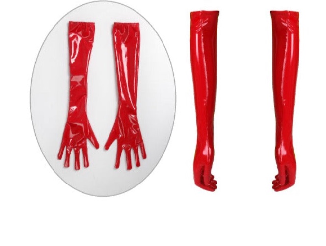 Soul Snatch | Parts: Patent Leather Gloves - One size / Red full finger gloves