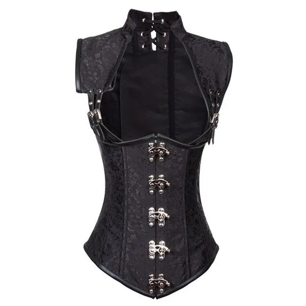 Steel Boned Gothic Steampunk Costume Clothing Jacket Black Corset | 2XL / Black