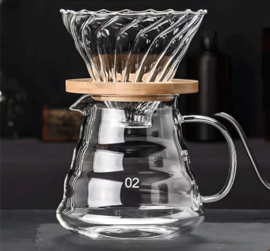 COFISUKI Pour Over Coffee Maker - 20 OZ /600ML Coffee Server with Glass Coffee Dripper, Stylish and Elegant 2 IN 1 Dripper Coffee Maker Kit Coffee Maker for Home or Office, 1-5 CUPS - 600ML/20 OZ 1-5cups