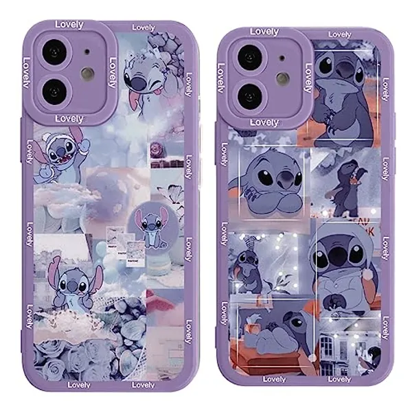 FGIAZDU 2 Pack Cute Cartoon Phone Case for iPhone 11 Case 6.1",Funny Anime Girly Character Aesthetic Pattern Cases for Girls Boys Women,Soft TPU Shockproof Protective Funda for iPhone 11 Cover Purple
