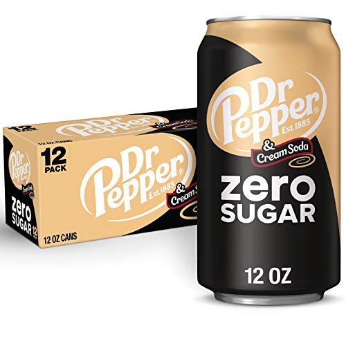 Dr Pepper and Cream Soda Zero Sugar, 12 fl oz cans (Pack of 12) - Zero Sugar Cream Soda - 12 Fl Oz (Pack of 12)