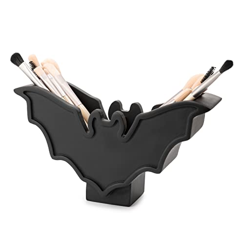 Bat Makeup Brush Holder 7" L 5" H - Brush & Pen Holder for Vanity Desk or Office Organizer Make up Brushes Holder, Makeup Brush Cup Container Storage Case - Bat Brush Holder Goth Decor