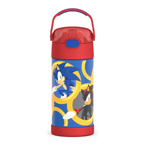THERMOS FUNTAINER Water Bottle with Straw - 12 Ounce, Sonic the Hedgehog - Kids Stainless Steel Vacuum Insulated Water Bottle with Lid - FUNTAINER 12 Ounce Bottle - 12 Ounce - Sonic the Hedgehog
