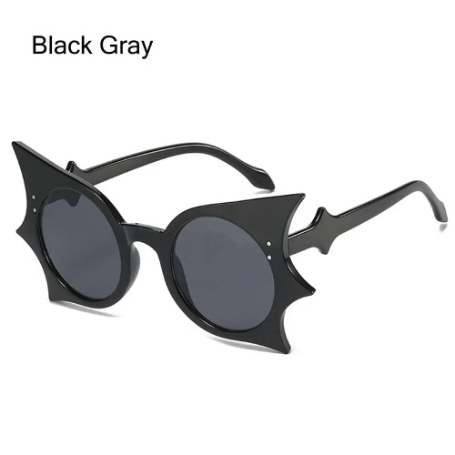 Retro Goth Bat-Shaped Sunglasses - Black Gray