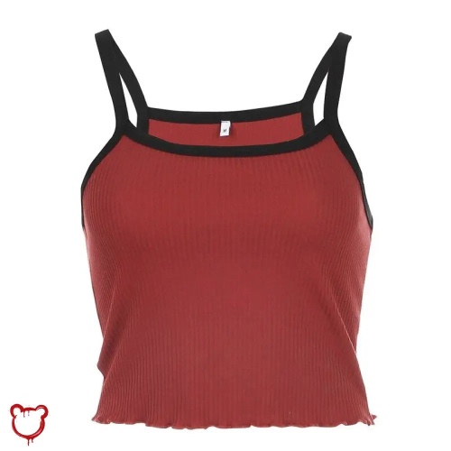 Grunge Goth Crop Top - Red Camis / M