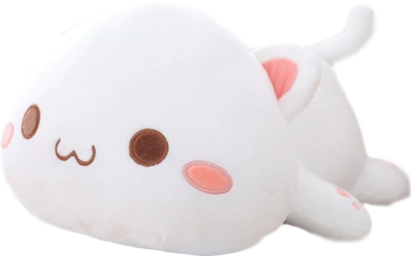 Kawaii Lying Cat Plush (4 VARIANTS, 3 SIZES) - 14″ / 35 cm / White