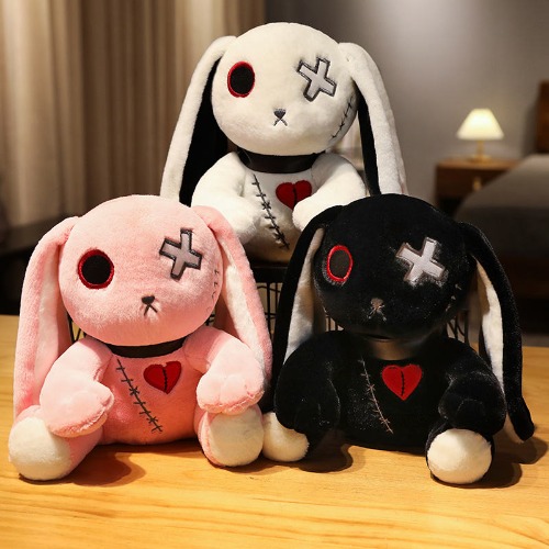 Madelyn - Dark Punk Rabbit Plush Toy - Pink / 25cm
