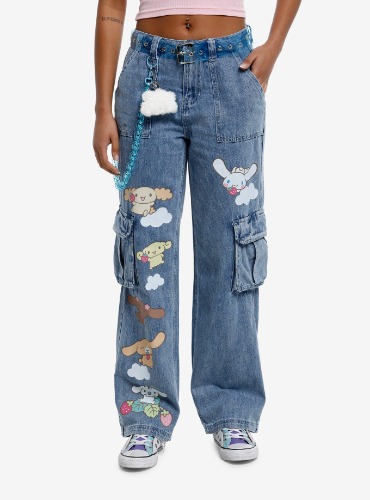 Cinnamoroll Family Cargo Wide Leg Jeans