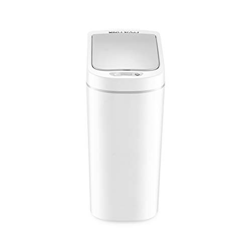 NINESTARS AMZ-7-2 Bathroom Automatic Infrared Motion Sensor Trash Can, 1.8 Gal 7L, ABS Plastic Trashcan (Slim, White) - 1.8 Gal - White