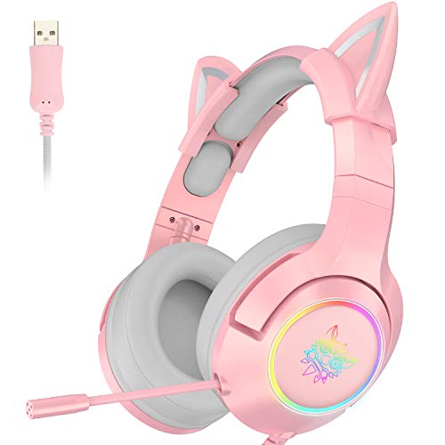 Pink gaming headphones