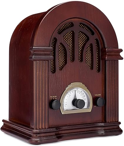 ClearClick Retro AM/FM Radio with Bluetooth - Classic Wooden Vintage Retro Style Speaker