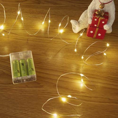 Minetom Fairy String Lights, 33Ft 100 LED Mini Battery Operated Fairy Lights Copper Wire Twinkle Lights Mason Jar Lights, Waterproof Starry Firefly Lights for Party Wedding Christmas Decor - Indoor & Outdoor Use