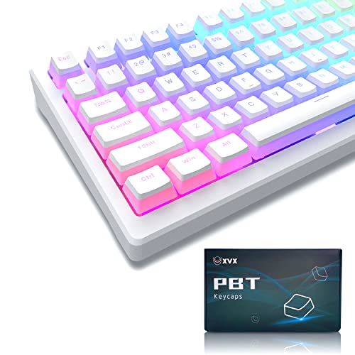 XVX Pudding Keycaps, PBT Keycaps 165 Keys Set Custom Keycap Set, Shine Through Keycaps OEM Profile, Universal Compatiability for 100%, 75%, 65%, 60% Keyboard - White