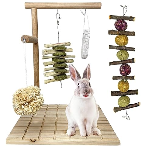 kathson Bunny Chew Toys for Teeth Grinding, Rabbit Wooden Scratch Board Feet Pad Platform Small Animals Play Toy for Guinea Pigs Chinchilla Hamsters Other Rodent Pets(E) - Style-5