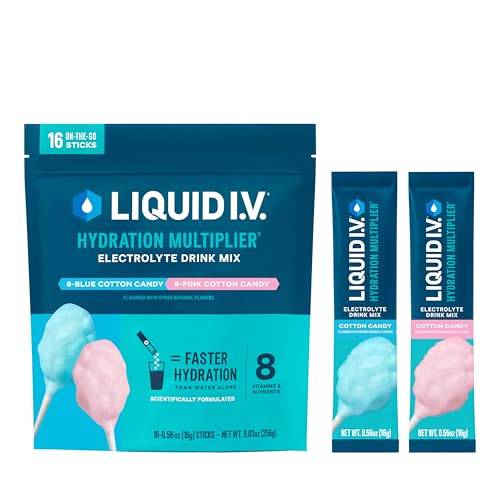 Liquid I.V.® Hydration Multiplier - Cotton Candy - Hydration Powder Packets | Electrolyte Drink Mix | Non-GMO | 16 Servings (1 Pack)