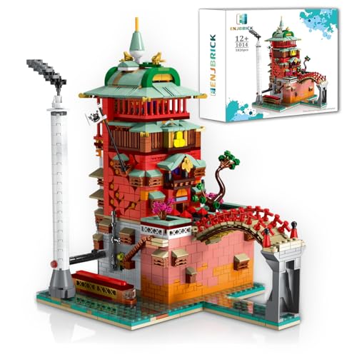 ENJBRICK Janpanese Architecture Street View Building Blocks Set for Adutls,Ideas Temple House Building Kit for Boys and Girls 8-14 Years Up 1826PCS - Mysterious Town