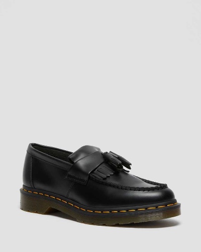 DR MARTENS Mocassini Adrian con nappe e cuciture gialle in pelle Smooth