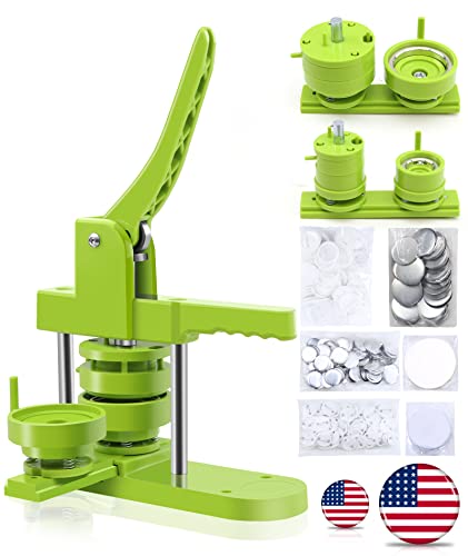 Happizza Button Maker Machine Multiple-Sizes - Pin Maker Machine 1.25 inch+2.25 inch, Interchangeable Molds Badge Button Press Machine with 200 Sets 32mm+58mm Button Maker Supplies&Circle Cutter - 1.25+2.25 inch (200 Sets)