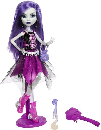 Monster High Booriginal Creeproduction Doll, Spectra Vondergeist Collectible Reproduction with Doll Stand, Diary & Pet Ferret Rhuen - Multicolor