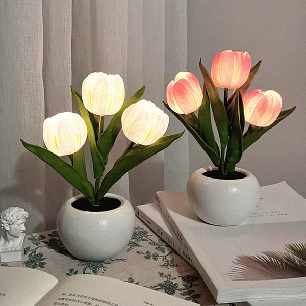 Two Styles Tulip Flower Lamp, Flower Tulip Night Light, Cute Floral Personalised Flower Lovers Gift, Aesthetic Night Light