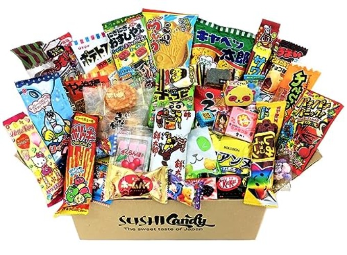 40 Japanese Candy & snack box and other popular sweets (Colorful Gift Box) - fuji bag