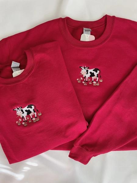 Embroidered Cow Sweatshirt