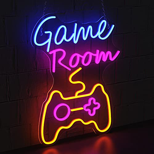 Ferghana Dimmable Game Room Neon Sign for Wall Decor, USB Led Sign for Bedroom Wall, Playstation Led Neon Lights Signs for Gamer Gifts & Kids Teen Boy Room Decor, Gaming Accessories for Room(6 Modes) - GAME ROOM