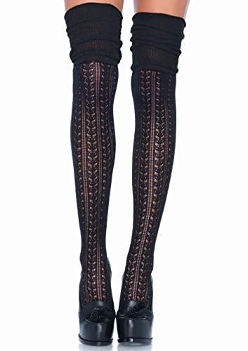 Leg Avenue BAS CUISSARDE JARRETIERRE FROISSÉE NOIRS de - Taille unique - Noir