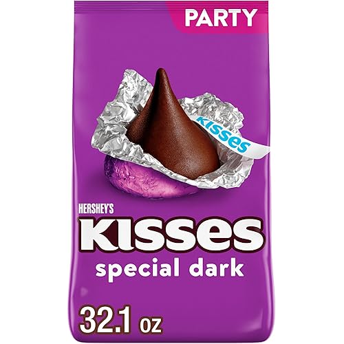 HERSHEY'S KISSES SPECIAL DARK Mildly Sweet Chocolate Candy Party Pack, 32.1 oz - Dark Chocolate - 2 Pound (Pack of 1)