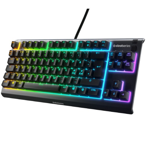 SteelSeries Apex 3 TKL RGB Gamingtangentbord - Tenkeyless Kompakt E-sport Formfaktor - 8-zoners RGB-belysning - Nordisk QWERTY Layout - Nordisk QWERTY
