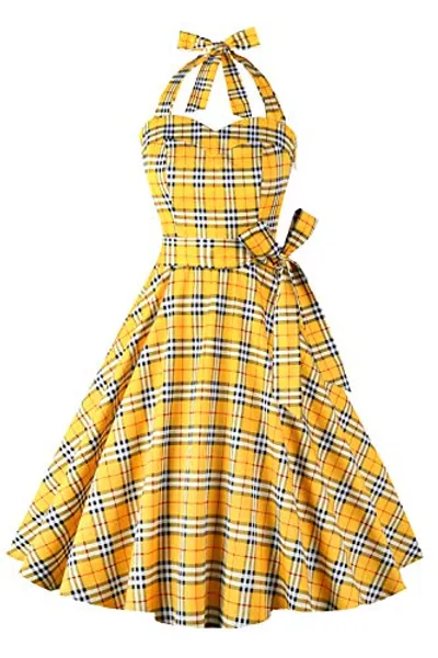 Topdress Women'sVintage Polka Audrey Dress 1950s Halter Retro Cocktail Dress