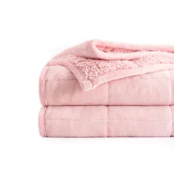 Uttermara Sherpa Fleece Weighted Blanket 15 lbs for Adult, Unicolor Ultra-Soft Fleece and Sherpa, Dual Sided Cozy Plush Blanket for Sofa Bed, 60 x 80 inches, Pink