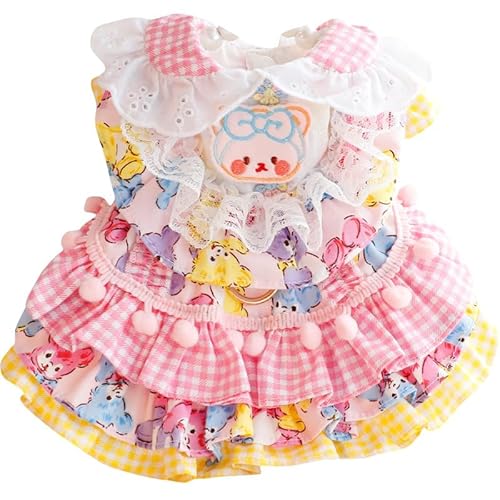 Dog Princess Dresses for Small Dogs Cat Lolita Lace Bow Clothes Candy Costume Pink Bear Pet Girl Cute Coat Outfits Spring Costumes Summer (M,Pink Bear) - Medium - Pink bear