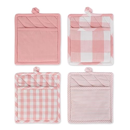 DII Gingham Check Kitchen Collection, Pink, Potholder Set - Pink
