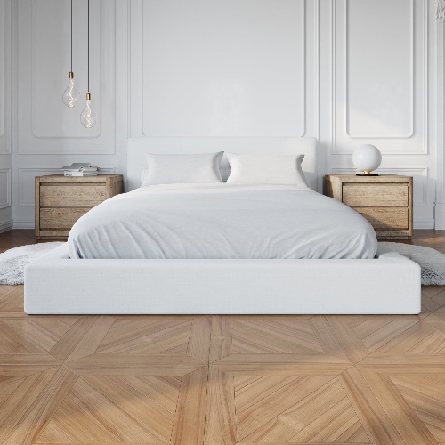 Ultra Set: Bed Frame + Headboard | Queen / 8" - 9" / White