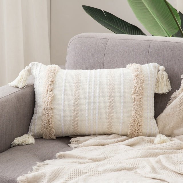 Boho Tufted Cushion Covers - Cream / Rectangle