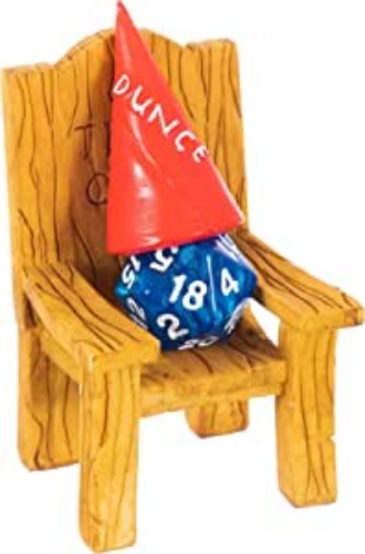 DND Dice Jail - Time Out Chair & Dunce Hat - Punish Your Bad Dice in Our Chair of Shame - Accessories/Gift for Dungeons and Dragons. Miniature Chair & Cap Works for All D&D Dice D20, D10, D8, D6, D4