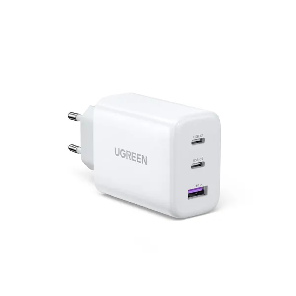 UGREEN USB C oplader 65W USB C Charger 3-poorts PD lader 60 W Compatibel met Steam Deck, MacBook Pro/Air, iPad Pro/Air, iPhone 16 Pro Max/16/15 Pro Max/15 Pro/15/14, Galaxy S24 Ultra/S24+/S24 (Wit) - Wit
