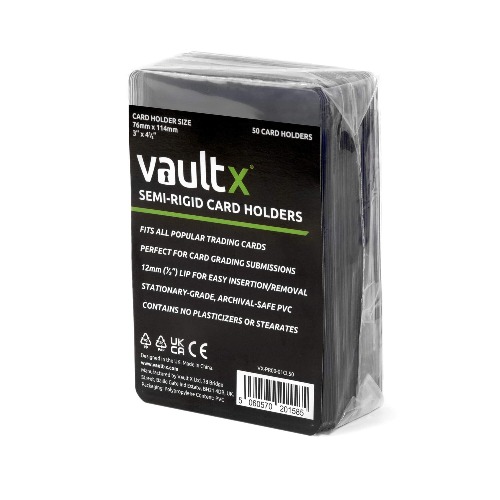 Vault X Slim Semi-Rigid Card Holders for Trading Card & Sports Card Grading Submissions (50 Pack)