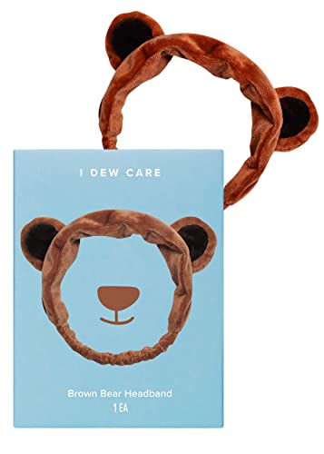 I DEW CARE Face Wash Headband - Brown Bear | Animal Head band for Face Washing & Skincare, Spa Day, Soft & Fuzzy, Cute for Makeup, Shower, Teen Girls Stuff, Teddy Bear Ears, Gift (1 Count) - 02 Brown Bear Headband