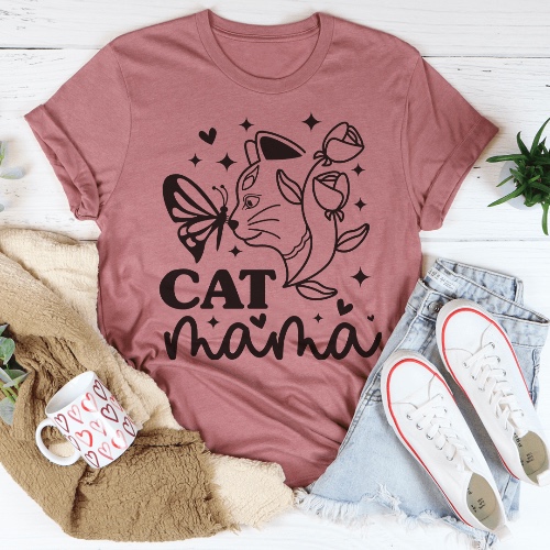 Cat Mama Tee - Mauve / XL