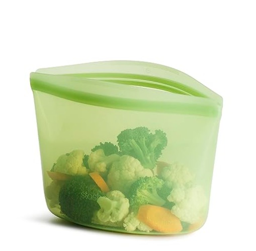 Stasher Reusable Silicone Storage Bag, Food Storage Container, Microwave and Dishwasher Safe, Leak-free, 4 Cup Bowl, Green - Green - 4-Cup