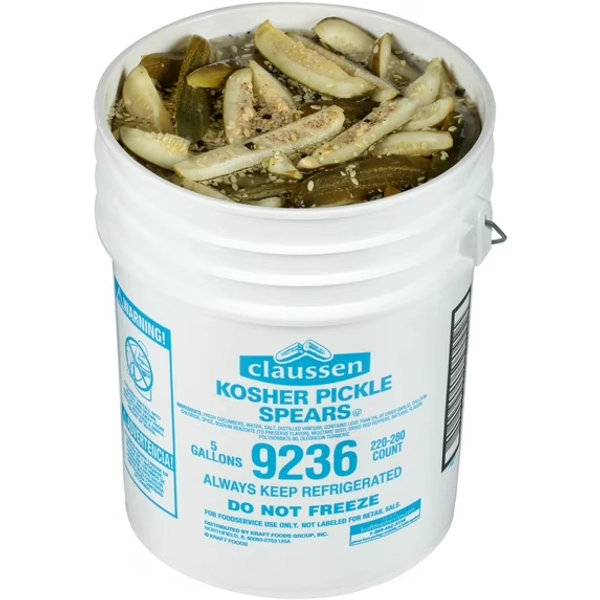 CLAUSSEN Dill Pickle Spears, 5 gal. Pail, 220-280 Count