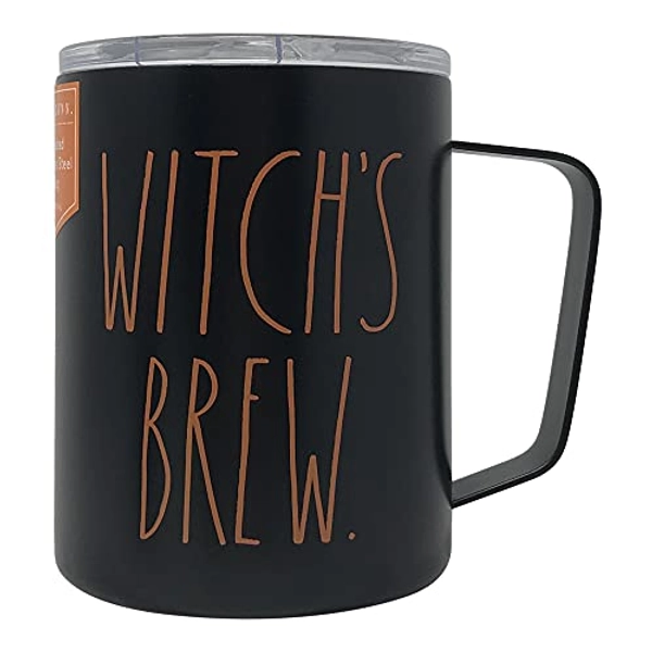 Rae Dunn Halloween Double Walled Insulated 12 oz.Stainless Steel Coffee Mug with Lid (Witch's Brew)c