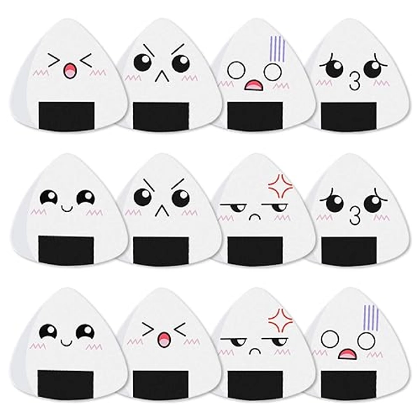 Dulphee Guitar Picks, Ukulele Picks White Sushi Rice Balls Pattern Guitar Picks Classical Triangle 0.96mm Heavy Guitar Plectrums 12 Pack for Bass, Acoustic & Electric Guitars