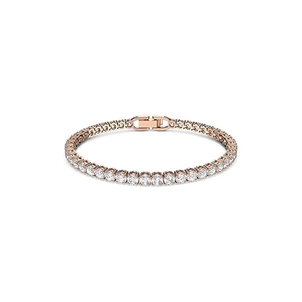 Swarovski Matrix Tennis bracelet, Round cut, Pink, Rhodium plated