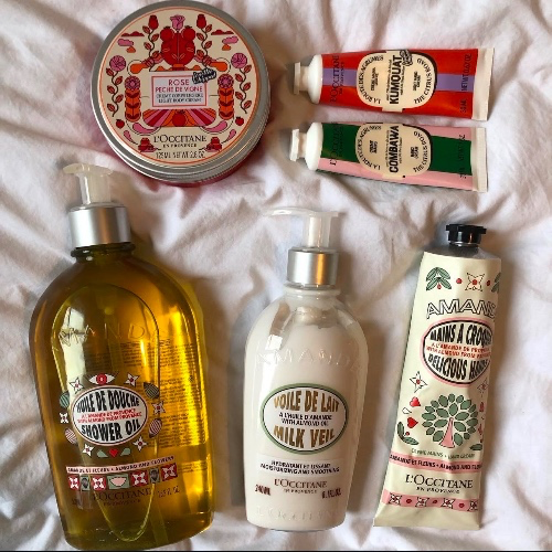l’occitane haul — shower oil, and body cream and hand cream