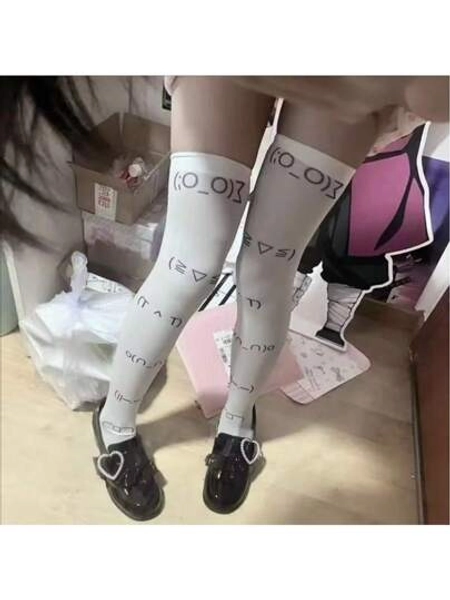 Letter Print Long Socks